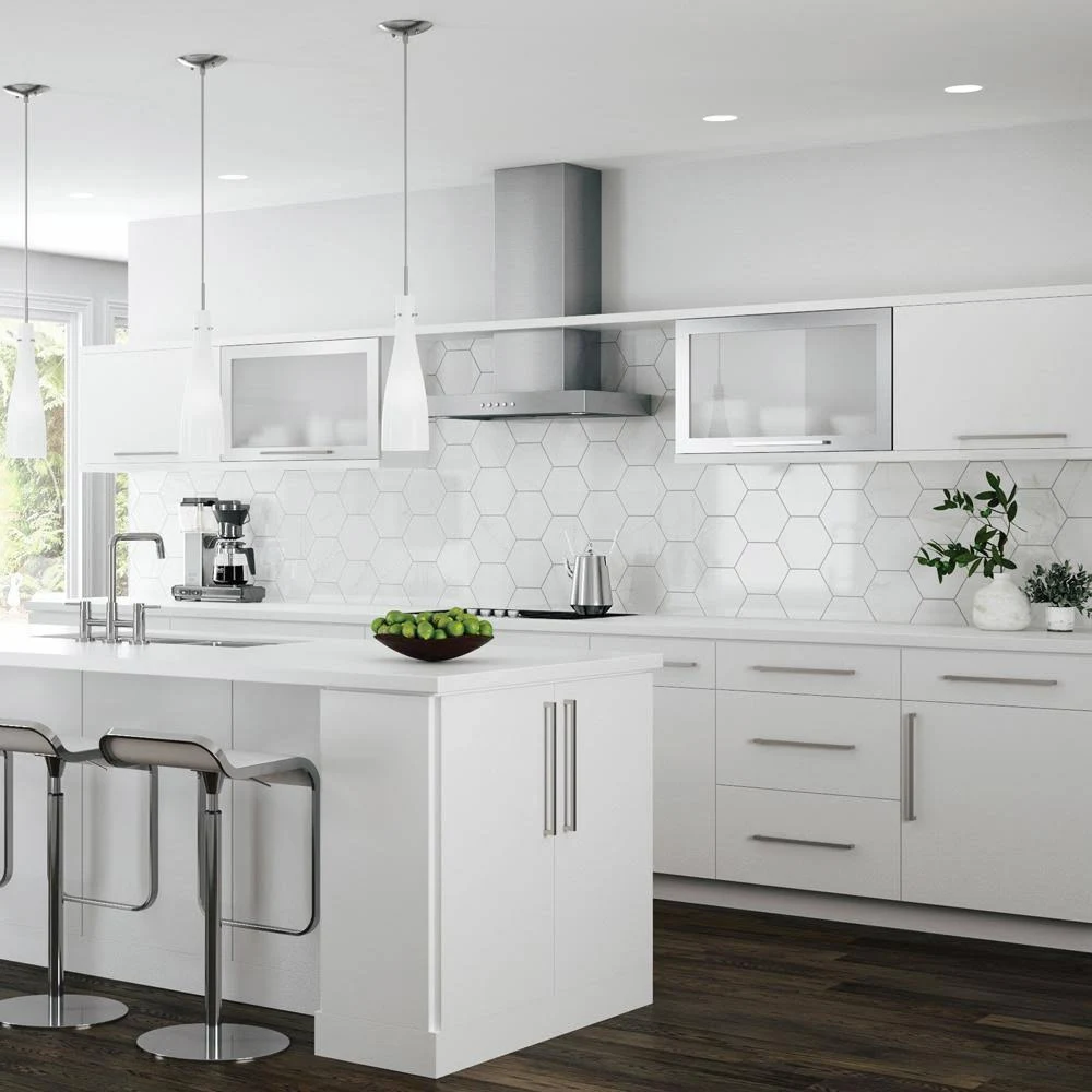 Hampton Bay Designer Series Edgeley Assembled 36x34.5x23.75 in. Pots and Pans Drawer Base Kitchen Cabinet in White