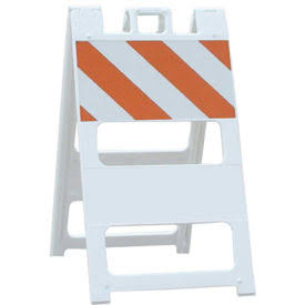 GoVets | Plasticade 100-WT12B8HI-P All Plastic Maintenance Free Type II Traffic Barricade, White, Foldable