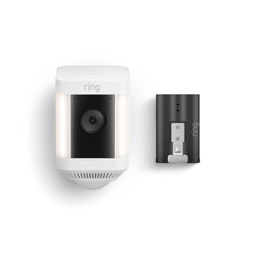 Ring Spotlight Cam Plus, Battery | Two-Way Talk, Color Night Vision, and Security Siren (2022 release) - White