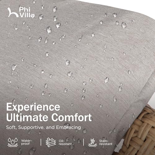 PHI VILLA Outdoor Wicker Egg Chair, Oversized Lounge Chair with Cushion, Large Brown Basket Rattan Chair for Patio, Porch, Garden, Balcony, Indoor