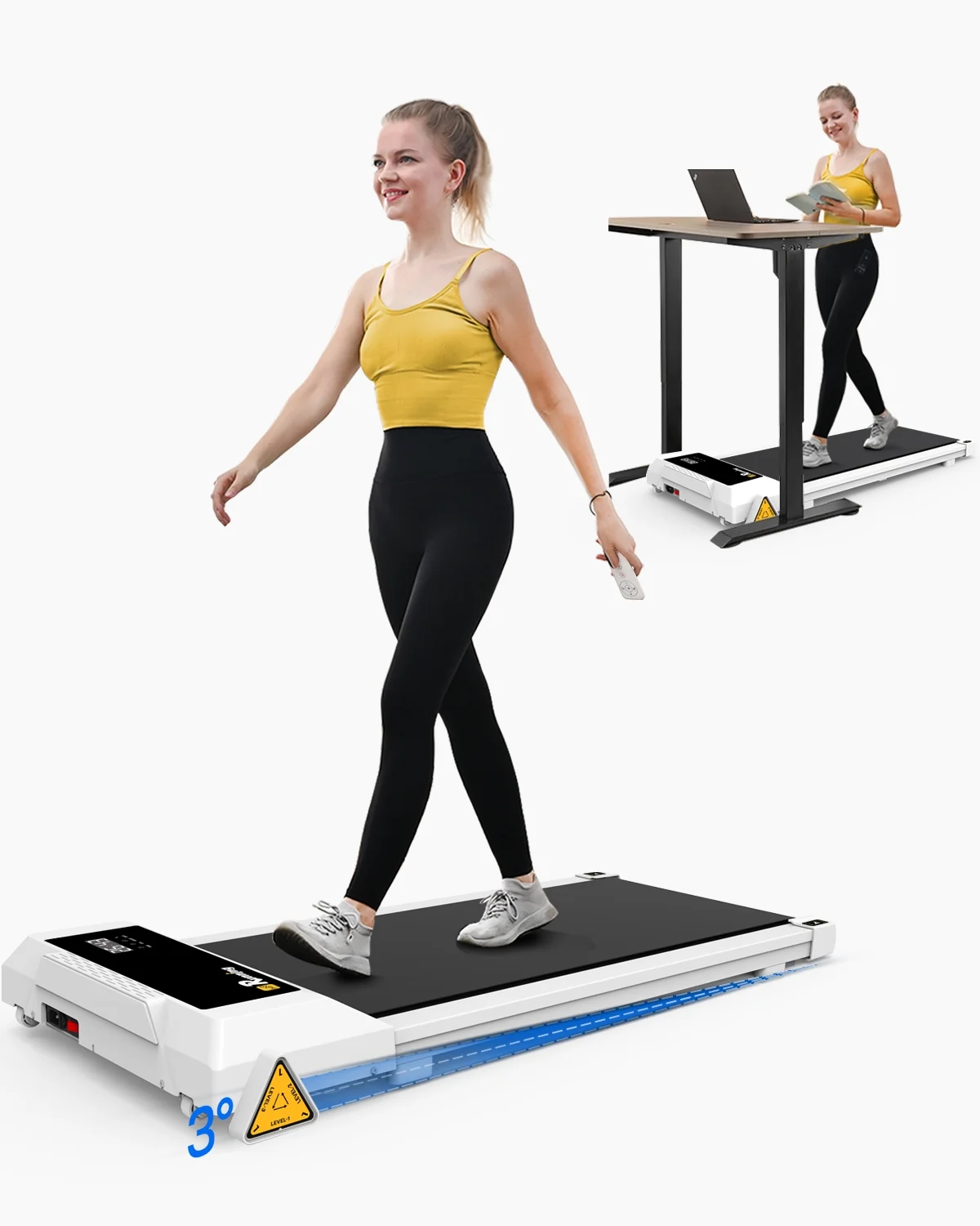 FYC Under Desk Treadmill 2.5HP Electric Walking Pad with Incline/Remote/LED Display