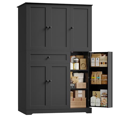 HOSTACK 68" Tall Kitchen Pantry Storage Cabinet, Modern Kitchen Hutch Cabinet with Doors and Shelves