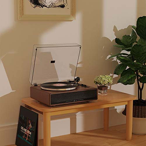 1 by ONE High Fidelity Belt Drive Turntable with Built-in Speakers, Vinyl Record Player with Magnetic Cartridge