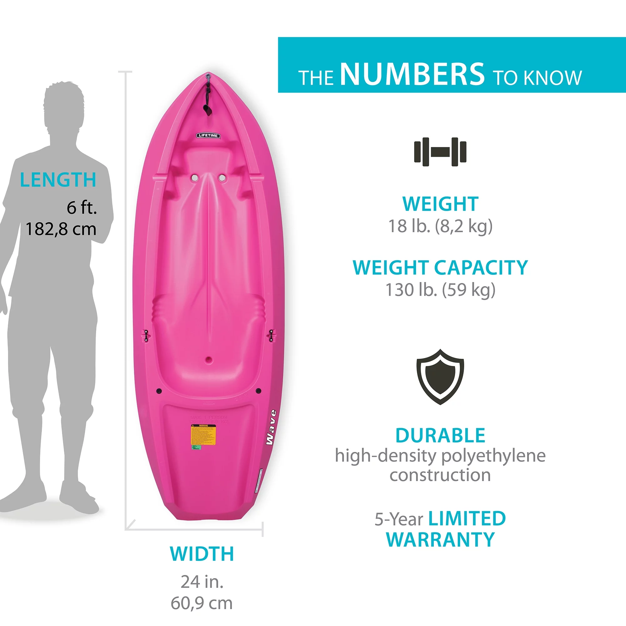 Lifetime Wave 6 ft Youth Kayak, Pink (90098) - Radiant Selections