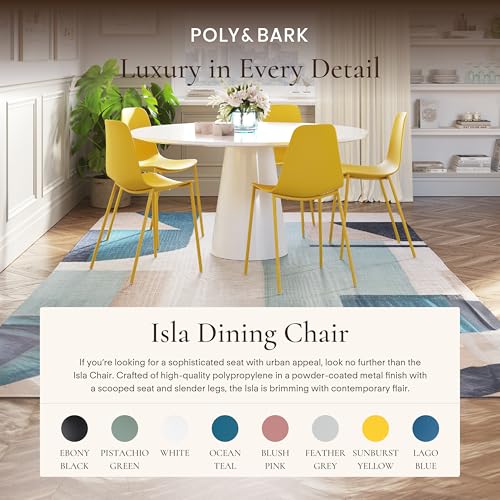 POLY & BARK Isla Modern Kitchen Chairs Set of 4 - Plastic Dining Chair with Metal Legs