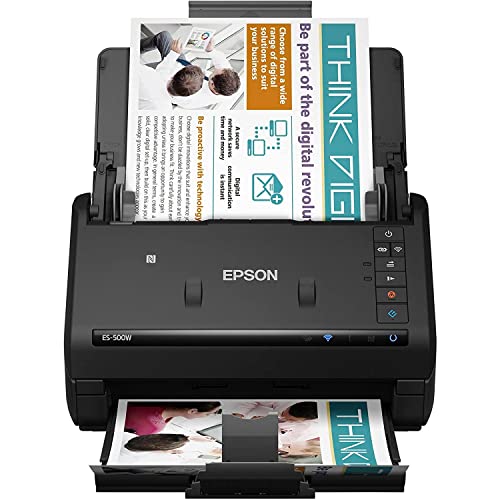 Epson Workforce ES-500W II Wireless Color Duplex Desktop Document Scanner for PC and Mac