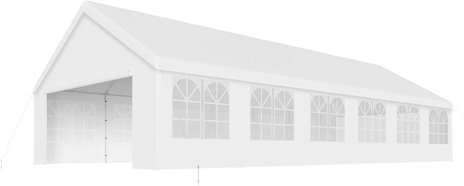 20'x40' Party Tent Outdoor Heavy Duty Gazebo Wedding Tent White Canopy Carport Event Shelters with Removable Sidewall Windows for Patio Outdoor
