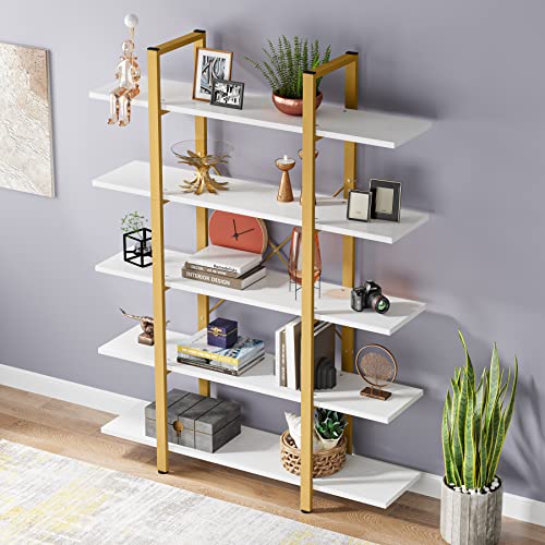 Tribesigns 5-Tier Bookshelf, Vintage Industrial Style Bookcase 72 H x 12 W x 47L Inches, Black