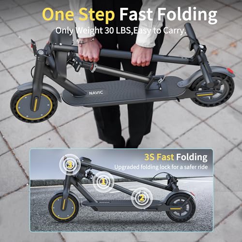 NAVIC Electric Scooter with Dual Suspension/Braking, 350W/500W Motor, 19/22 Mph, Max 22/27Mi Range, Foldable E Scooter for Adults with App