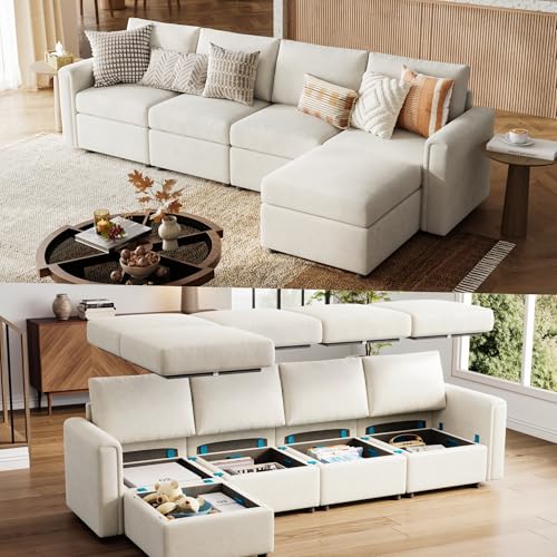 LINSY HOME Modular Sectional Sofa, Convertible U Shaped Sofa Couch with Storage, Memory Foam, Modular Sectionals with Ottomans