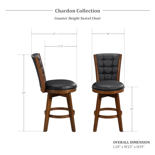Lexicon Swivel Bar Stools Set of 2, Counter Height Stools for Kitchen Island, Kitchen Stools with Backs