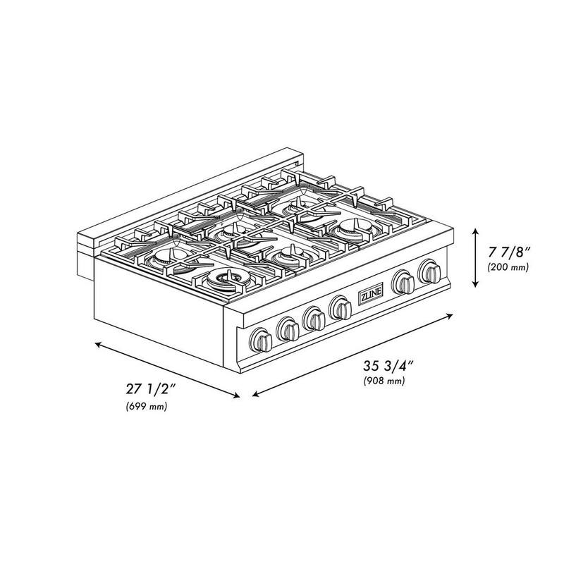 36 in. 6 Burner Front Control Porcelain Gas Cooktop in Fingerprint Resistant Stainless Steel