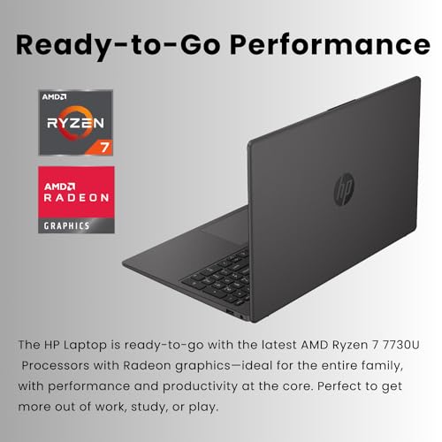 HP 255 G10 15.6" FHD Business Laptop, AMD Ryzen 7 7730U, 16GB RAM, 512GB PCIe SSD, Numeric Keypad, Webcam, Wi-Fi 6, HDMI, Windows 11 Pro, Black
