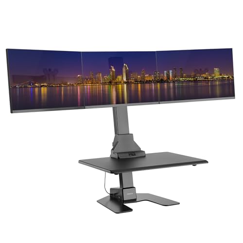 Mount-It! Electric Standing Desk Converter - Motorized Sit-Stand Desk Riser with Monitor Mount