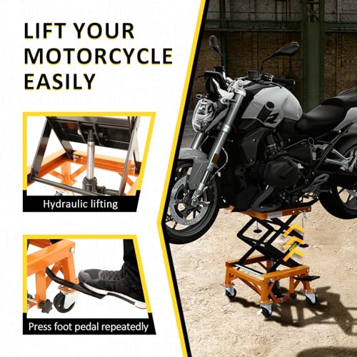 PENSUN Hydraulic Motorcycle Lift Table, 350 LBS Heavy Duty Ultra-Stable Motorcycle Scissor Jack Stand Fit for Motorcycle Dirt Bike ATV
