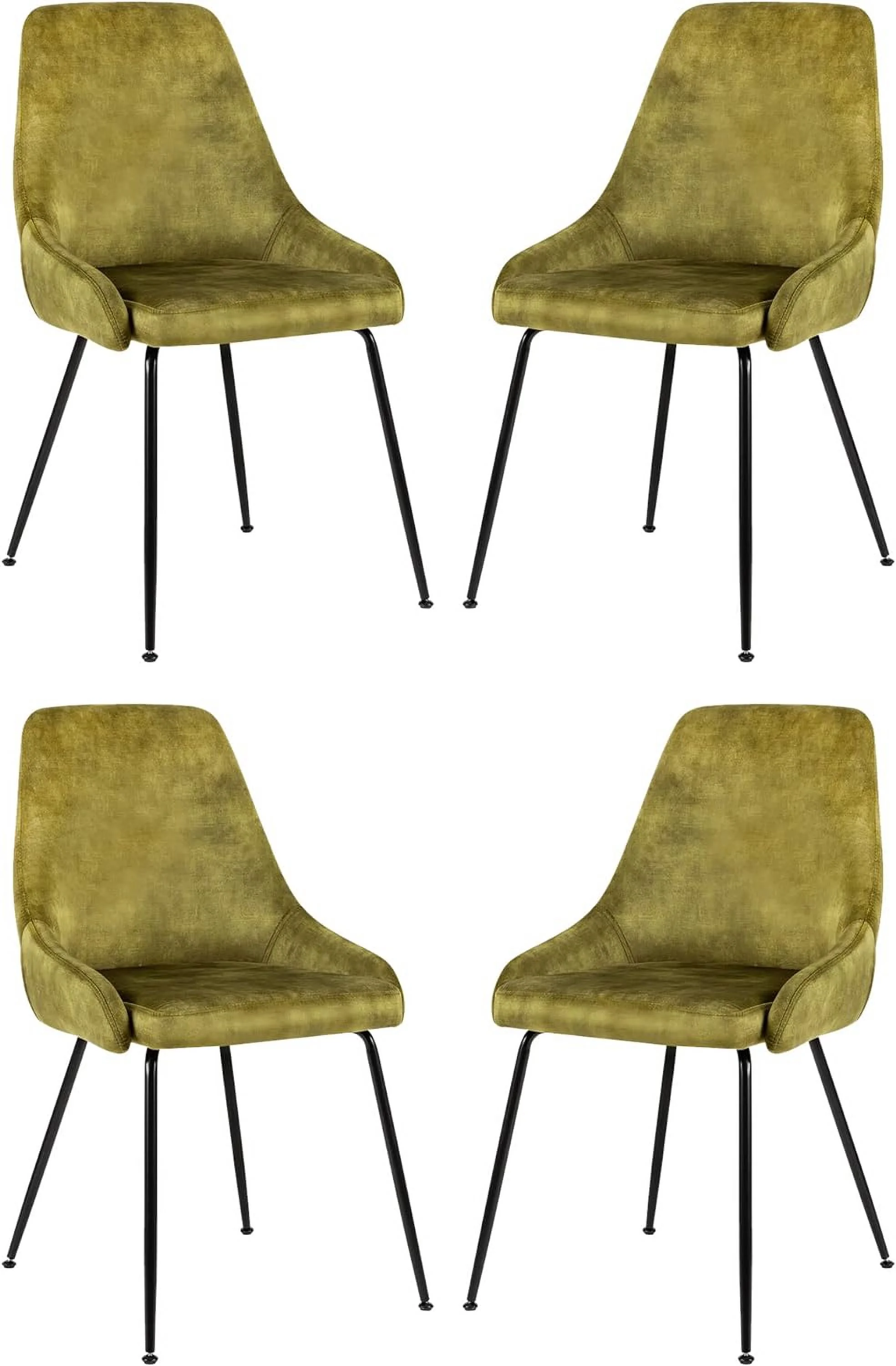 GIA Design Group 5-Piece Wooden Dining Table Set, Rectangular Table & 4 Velvet Green Chairs,Kitchen