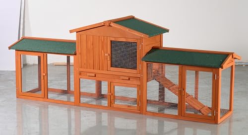 122" Large Chicken Coop with Run,Outdoor Chicken Run W/Nesting Box & Perch,Wooden Hen House W/Ramp & Sliding Trays