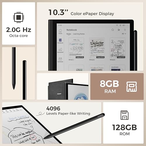 Aura C 10.3" E Ink Color Display Paper Tablet Supports 3rd-Party apps,8GB+128GB ePaper Notebook with Stylus Pen