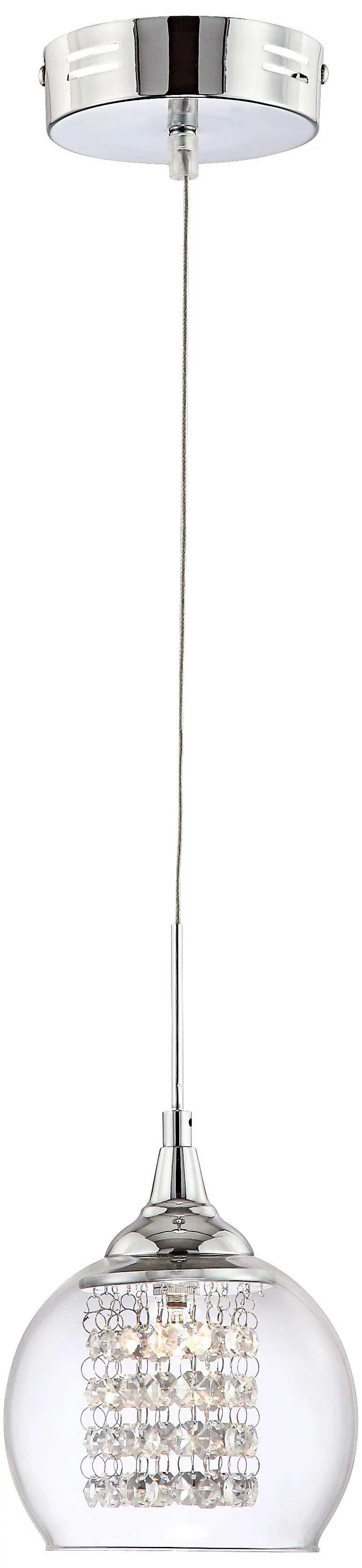 Possini Euro Design Chrome Mini Pendant 6" Wide Modern Faceted Crystal Strands Clear Glass Shade Fixture for Dining Room Living Foyer Kitchen Island