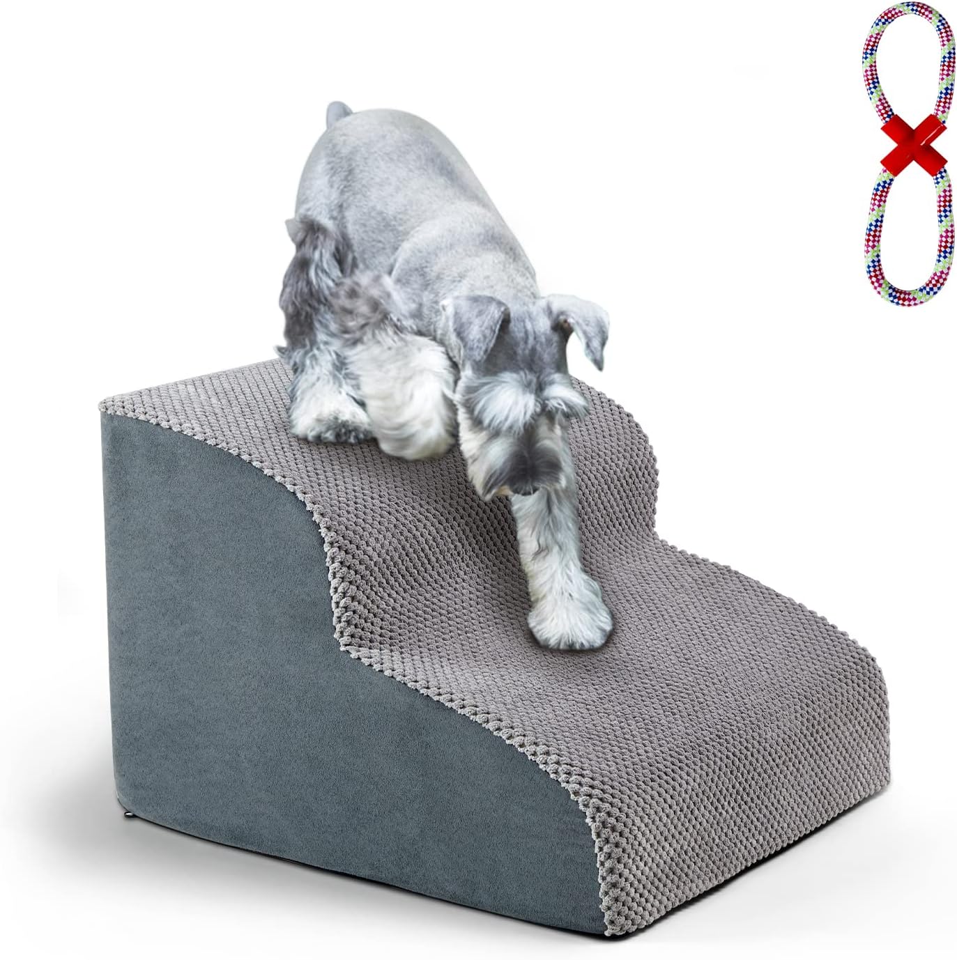 INRLKIT Dog Stairs 4 Tiers Foam Dog Ramps/Steps, Puppy Climbing Ladder Pet Ramp Stairs Step Sofa Bed Ladder for Puppies Small Medium Dogs/Cats
