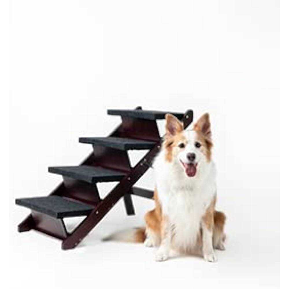 Mewang Wooden Dog Stairs/Steps Foldable 4 Levels Pet Stairs &amp; Ramp Perfect for Beds and Cars - Pet Supplies online store