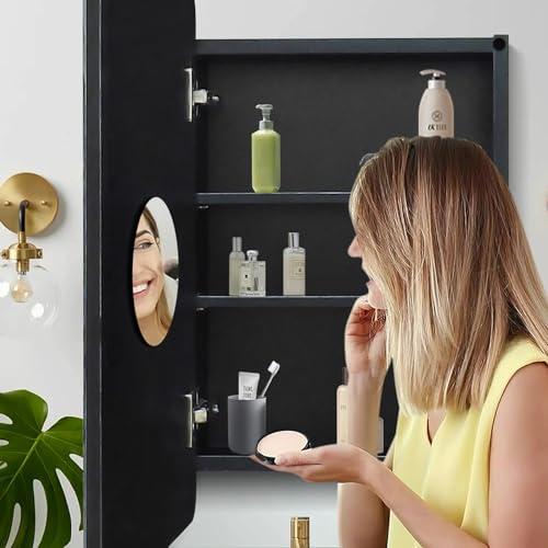 White Medicine Cabinet Mirror for Bathroom, 16x29 Inch Recessed Medicine Cabinet or Surface Mount