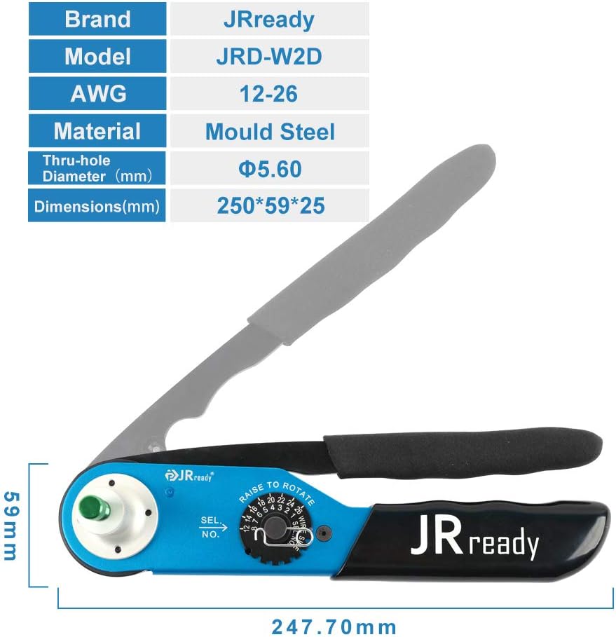 JRready wire Crimping Tool JRD W2D 4 way 8 Indent Crimpers work with Deutsch DT series Connector Heavy Duty Connector AT Series Electrical Connectors