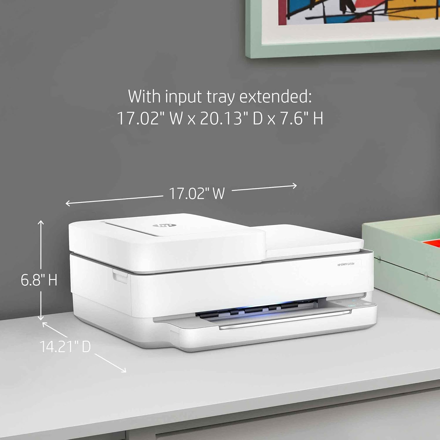 HP Envy 64 58e All-in-One Wireless Color Inkjet Printer for Home Office, White- Print Copy Scan - 10 ppm, 4800 x 1200 dpi, Auto 2-Sided Printing