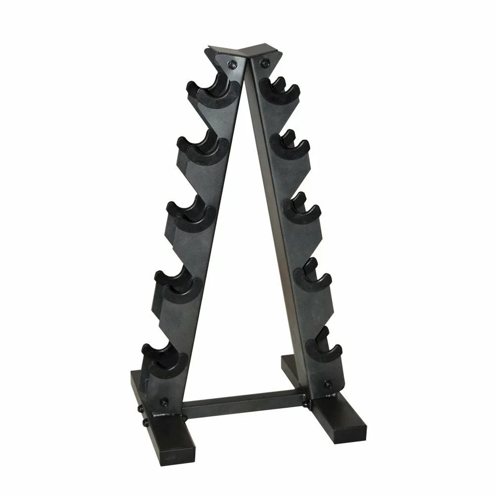 CAP 150 lb Coated Rubber Hex Dumbbell Weight Set with A-Frame Rack, Black