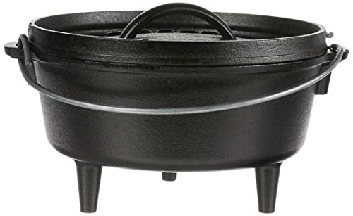 Lodge 10 Quart Pre-Seasoned Cast Iron Camp Dutch Oven with Lid - Dual Handles - Use in the Oven, on the Stove, on the Grill or over the Campfire