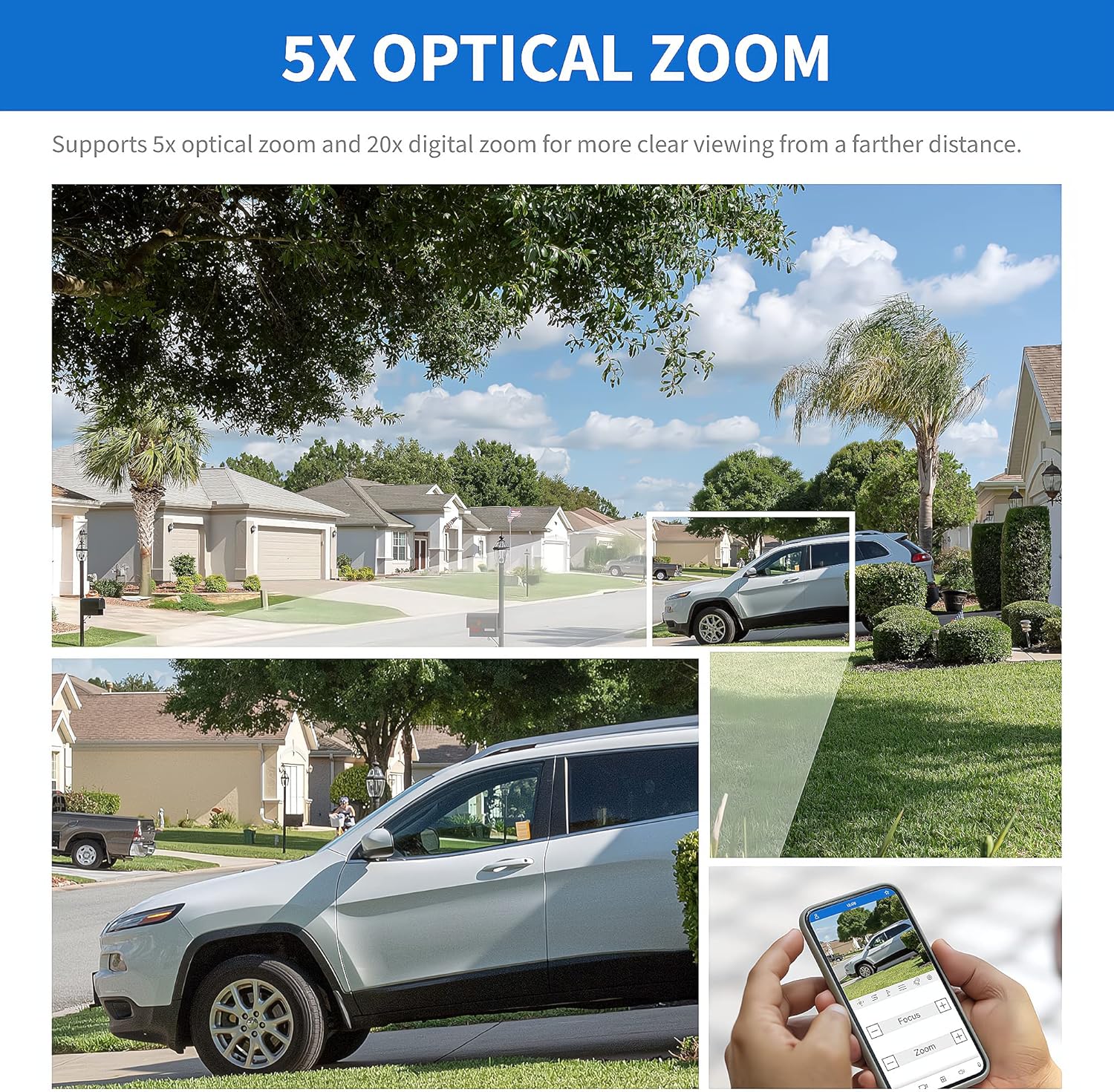 GW 4K (3840x2160 @30fps Real-time) 8 Channel Security Camera System with 4 8MP AI Facial Recognition/Human/Vehicle Detection 5X Optical Motorized