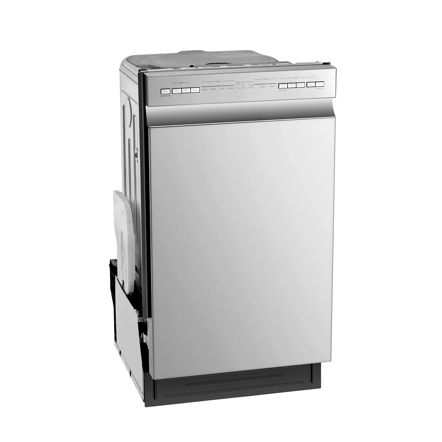 Midea 18" 52 dB Front Control 2-Rack Dishwasher, Stainless Steel Tub, Stainless Steel