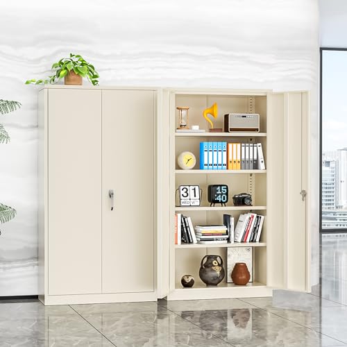 INTERGREAT Metal Storage Cabinets 72” Black Garage Steel Storage Cabinet with Doors and Shelves, Metal Tool Cabinet