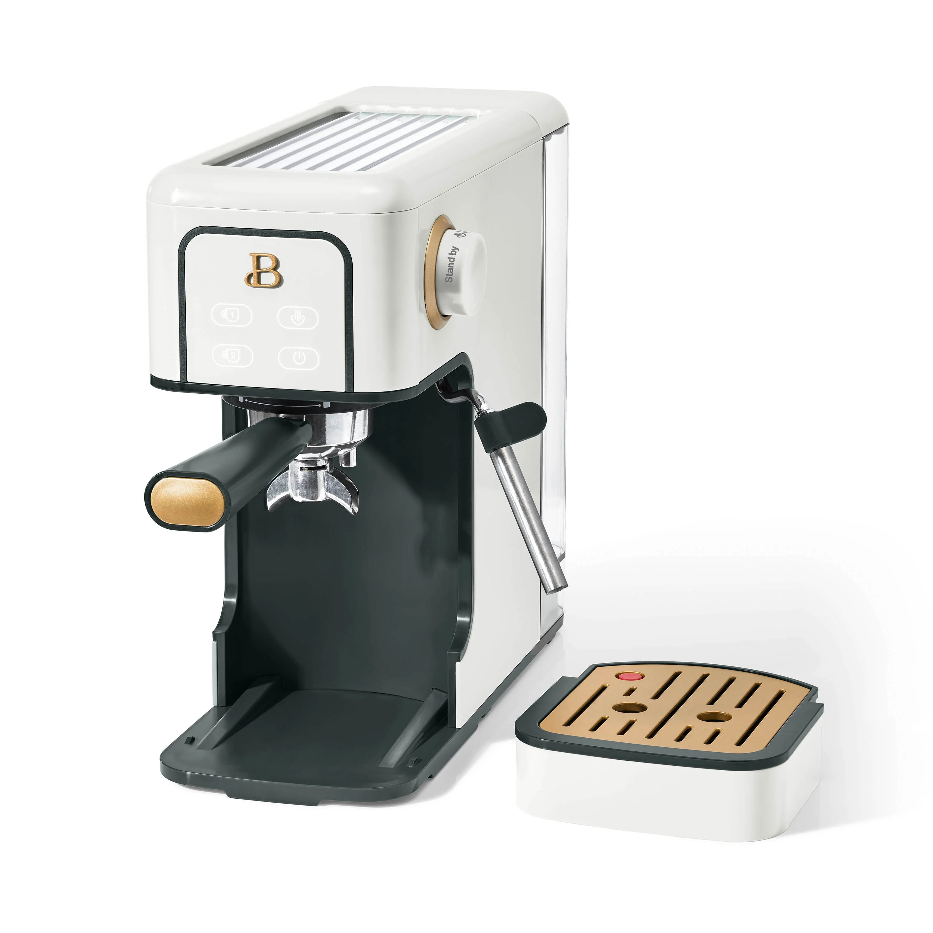 Beautiful Slim Espresso Maker with 20-Bar Pressure, White Icing by Drew Barrymore