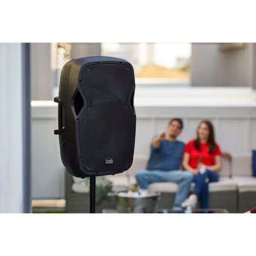 Acoustic Audio by Goldwood 1000W Bluetooth Speaker Set w/ 15" Woofer - Portable PA Sound System w/ Microphone, Adjustable Stand & Remote for Karaoke