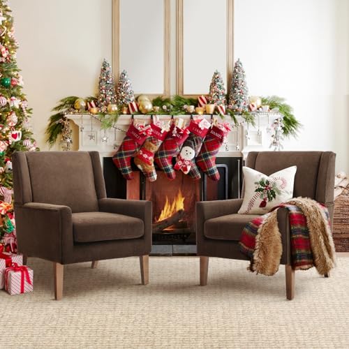 COLAMY Modern Wingback Living Room Chair, Upholstered Fabric Accent Armchair