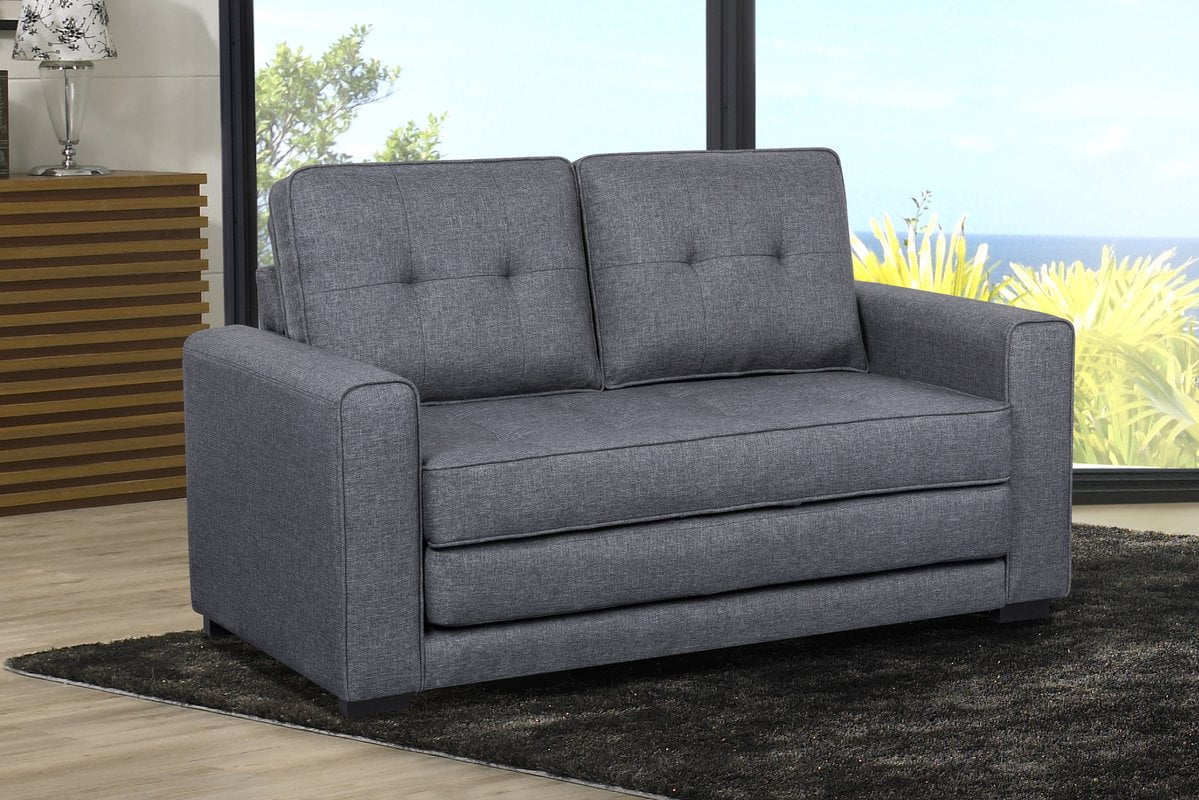 US Pride Furniture Franco Convertible Sleeper Loveseat, Dark Gray - Radiant Selections