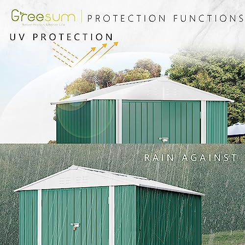 Greesum 5×3 FT Outdoor Storage Shed, Metal Storaged Sheds Without Floor, Tool Sheds with Lockable Doors and Sloping Roof for Garden, Patio, Backyard