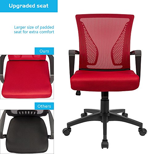 Furmax Office Chair Mid Back Swivel Lumbar Support Desk Chair, Computer Ergonomic Mesh Chair with Armrest (Black)