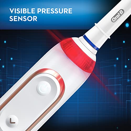 Oral-B 7500 Electric Toothbrush, Rose Gold with 4 Brush Heads and Travel Case - Visible Pressure Sensor to Protect Gums - 5 Cleaning Modes