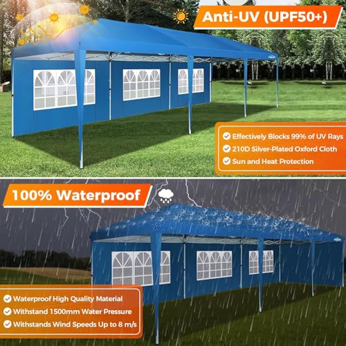 COBIZI 10x10 Pop up Canopy Tent Protable Canopy Tent with 4 Sidewalls Waterproof Commercial Instant Shelter for Parties, Wedding
