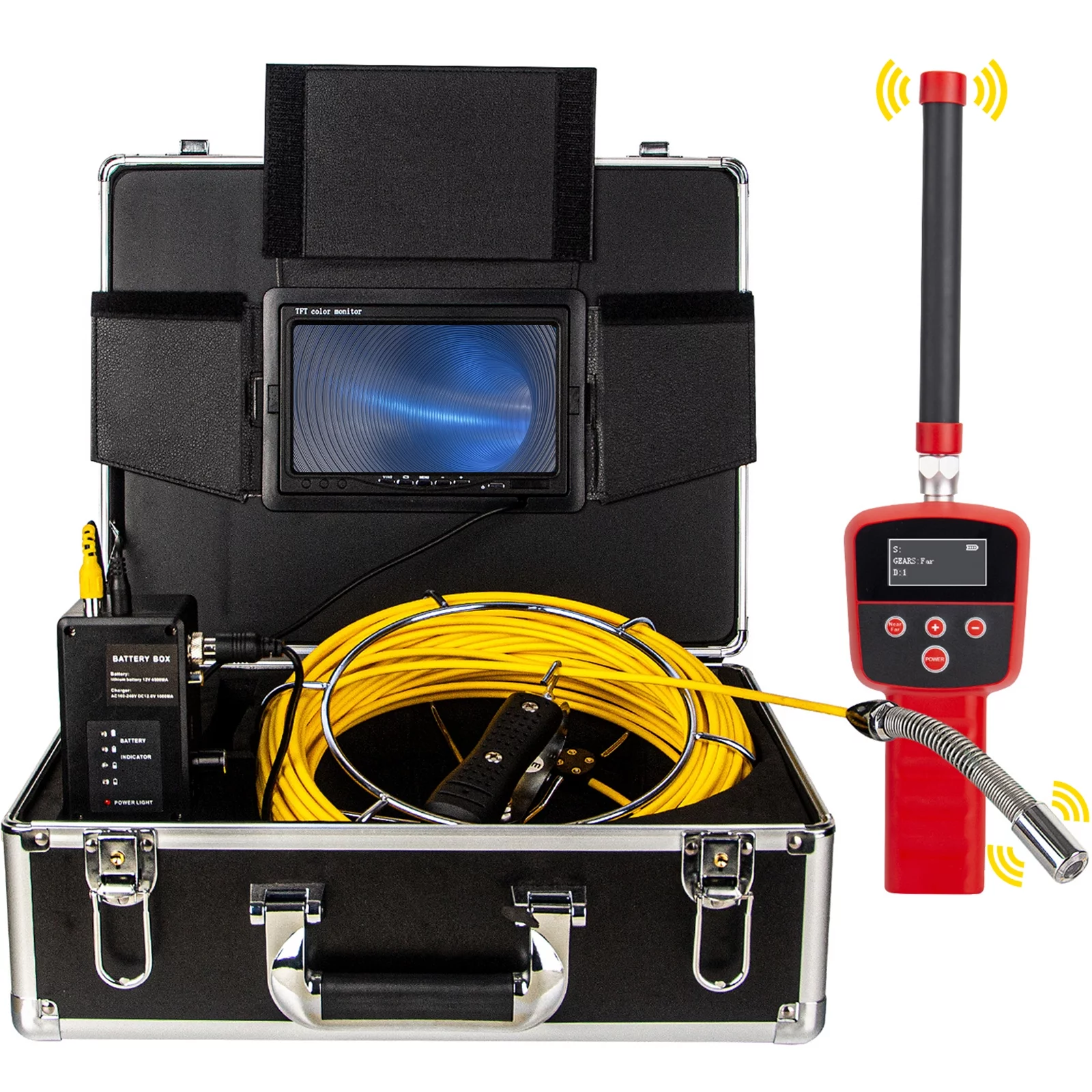 VEVOR Sewer Camera with Locator, 165' Cable, Drain Camera w/ 512Hz Sonde Transmitter & Receiver