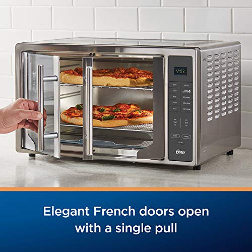 Oster Air Fryer Oven, 10-In-1 Countertop Toaster Oven Stainless Steel French Door Touch Control 2142008 countertop oven