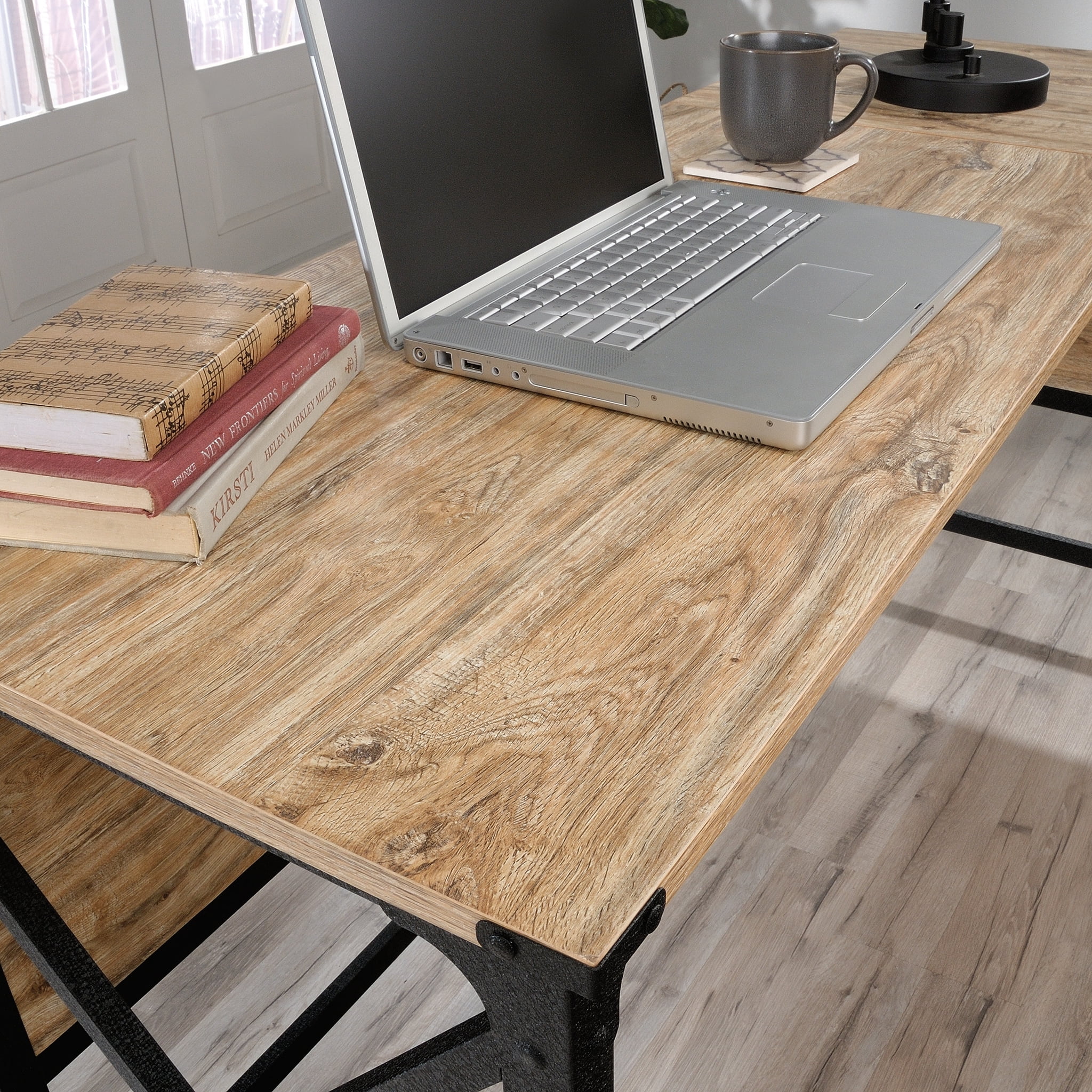 Sauder Steel River L-Desk, Milled Mesquite Finish