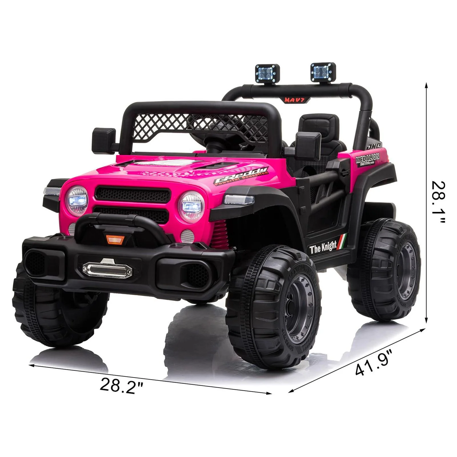 Ktaxon Ride on Truck, Dual Drive Electric 12V Battery Powered Kids Toddler Motorized Off-Road Vehicles Toy Car, Rose Red