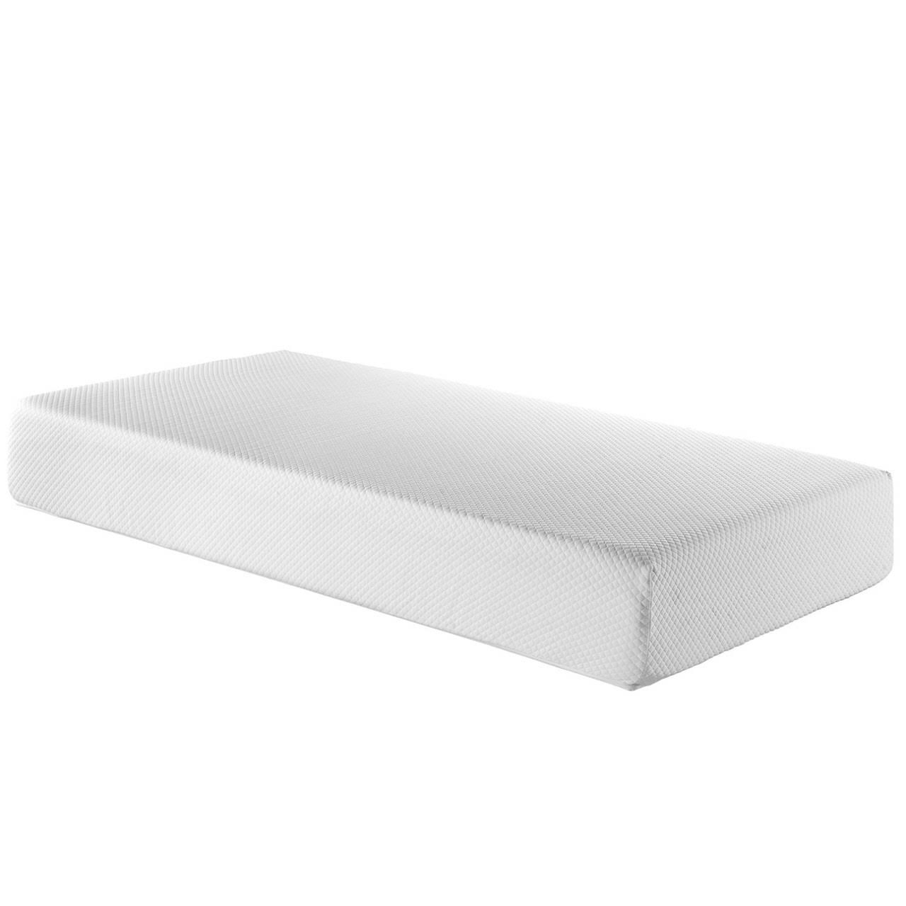 America Luxury Modern Contemporary Urban Design Bedroom 10inch Twin Size Mattress, White, Fabric