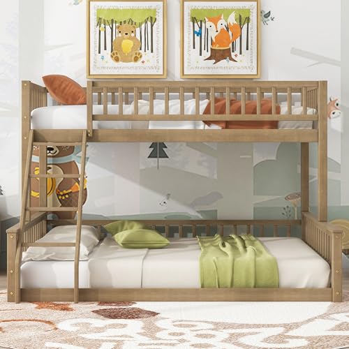 Ball & Cast Twin-Over-Twin Bunk Bed with Twin-Size Trundle and 3 Storage Stairs,Wood Bunkbed w/Full-Length Guardrails,Slat Support