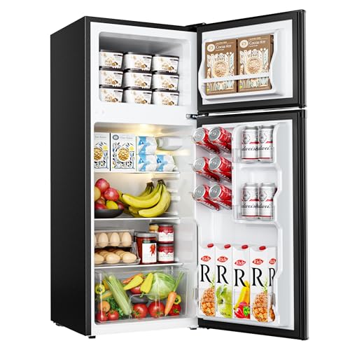 EUHOMY Mini Fridge with Freezer, 3.2 Cu.Ft Mini Refrigerator, Dorm Fridge with 2 Door For Bedroom/Apartment/Office-Food Storage Cooling Drink, Black