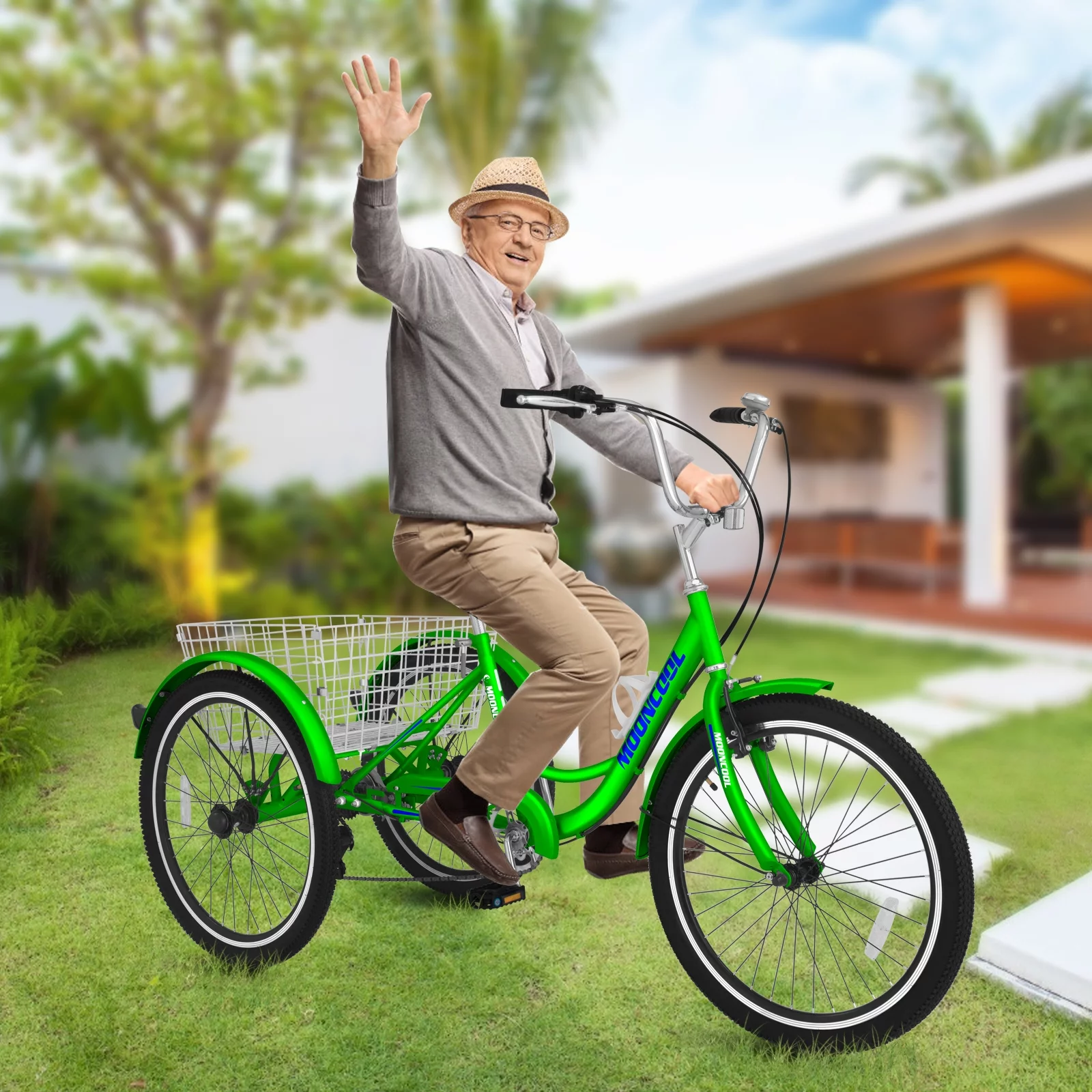 Docred Adult Tricycle 7 Speed 24 Inch Three Wheel Bike Cruiser Trike for Men/Women/Seniors