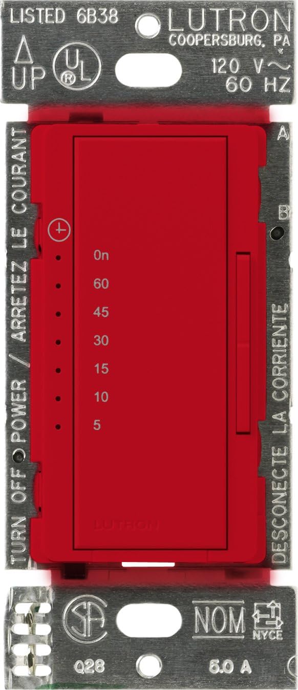 Lutron Maestro Countdown Timer Switch for Halogen and Incandescent Bulbs, 5-Amp Light/3-Amp Fan, Single-Pole or Multi-Location, MA-T51MN-WH, White